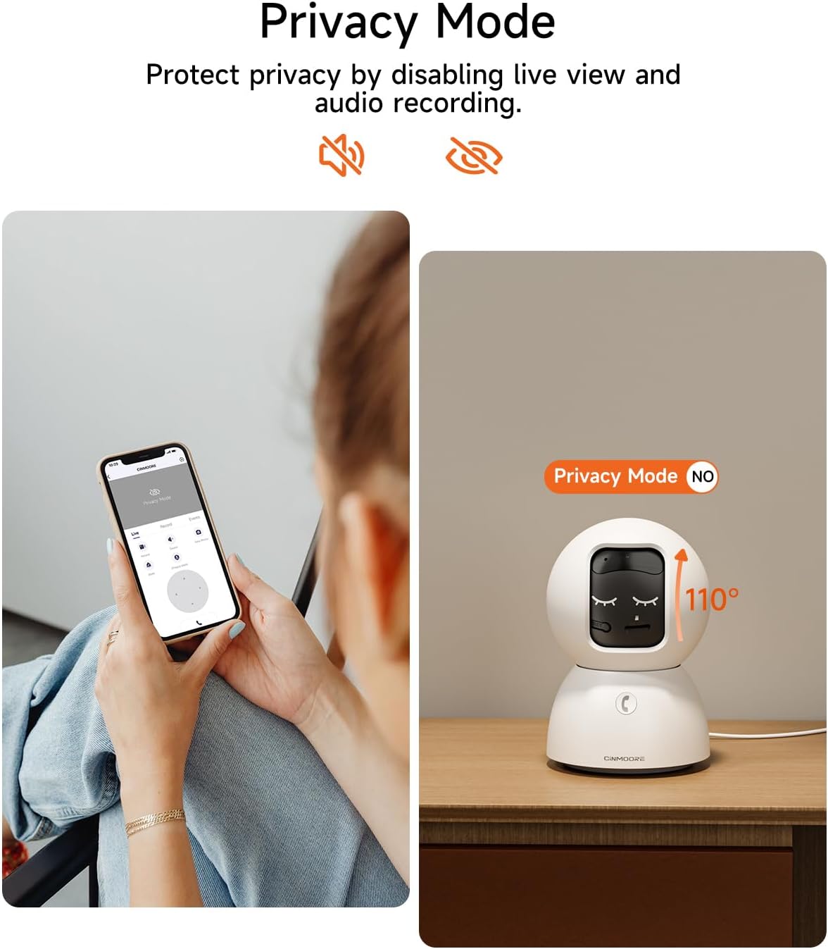 CINMOORE 5G 3K 2-Way 2.4G/5G Pet Camera Indoor with Phone App, Cat Dog Cameras with Speaker, Pan-Tilt WiFi Baby Monitor