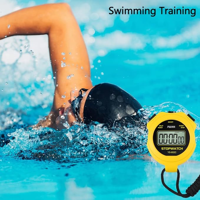 Digital Stopwatch Timer Only Stopwatch with ON/Off, NO Bell No Whistle Silent Basic Operation Children Friendly, PULIVIA Sport Stop Watch for Coaches Kids Swimming Running