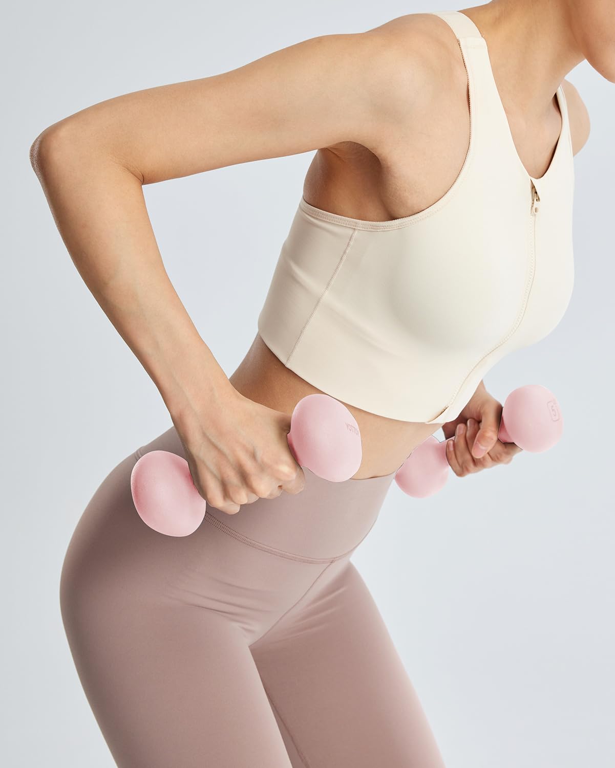 YOTTOY Dumbbell Set of 2,2-15 Pound Hand Weights for Women, Non-Slip Hand Weights for Home Gym, Strength Training, and Full-Body Workouts (Pink, 5LB-Pair)