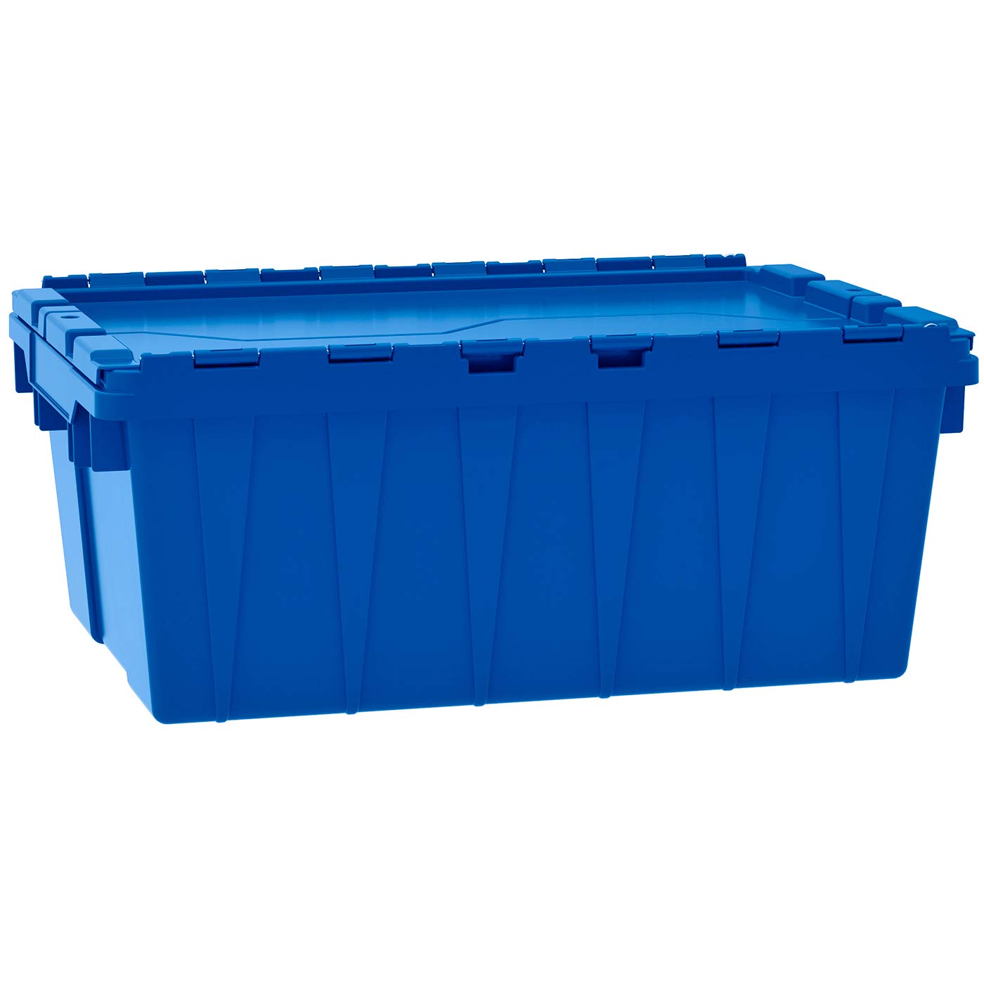 Akro-Mils 39085 Industrial Plastic Storage Tote with Hinged Attached Lid, (21-Inch L by 15-Inch W by 9-Inch H), Blue, (6-Pack)