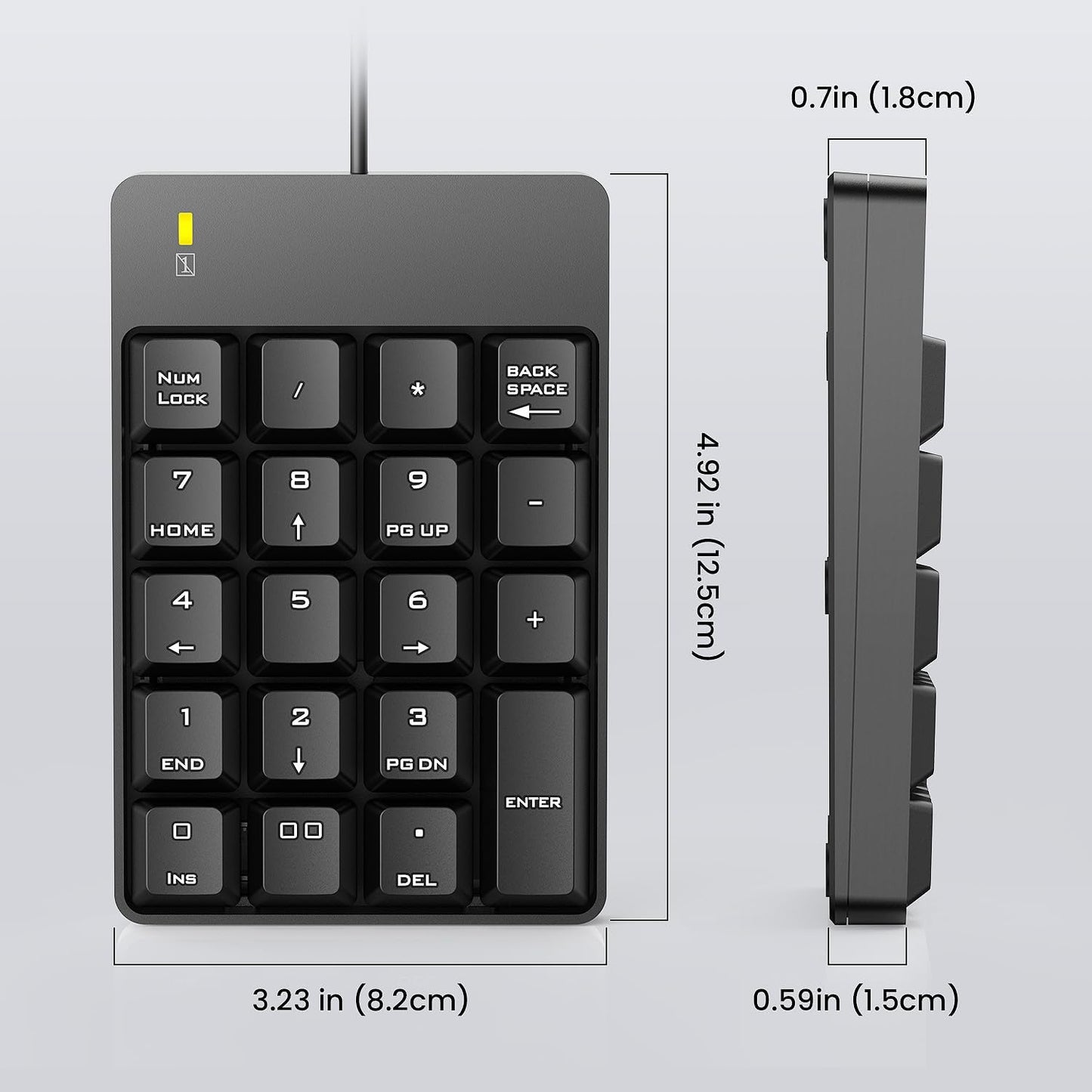 TechGarden 19 Wired Number Pad, USB Numeric Keypad Key Number Keypad Keyboard for Laptop PC Computer Notebook, Big