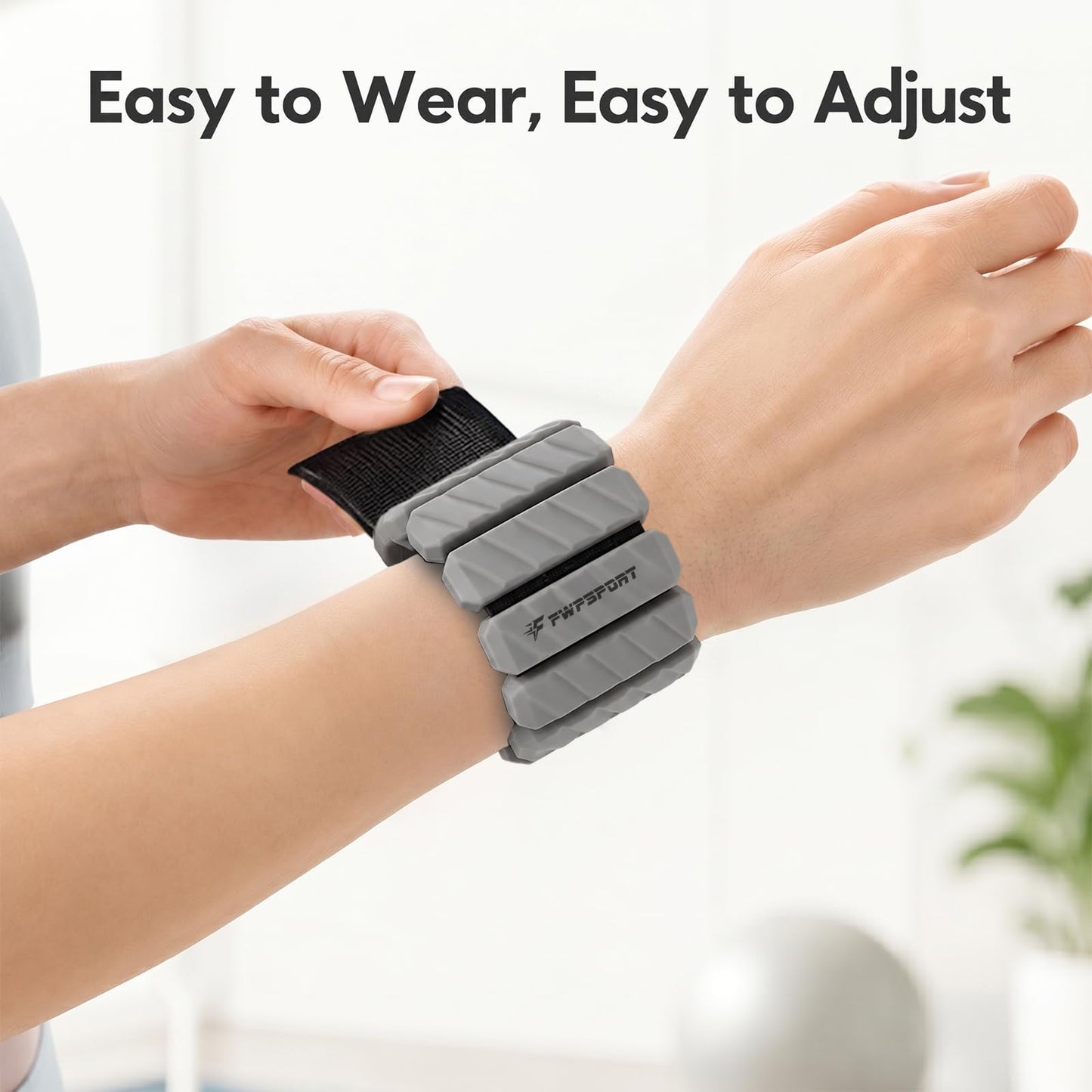 FWPSPORT 2 lb Wrist and Ankle Weights Set of 2 (1 lb Each) with Resistance Band, Adjustable Silicone Wearable Arm & Leg Weights for Walking, Pilates, Yoga, Home Workout