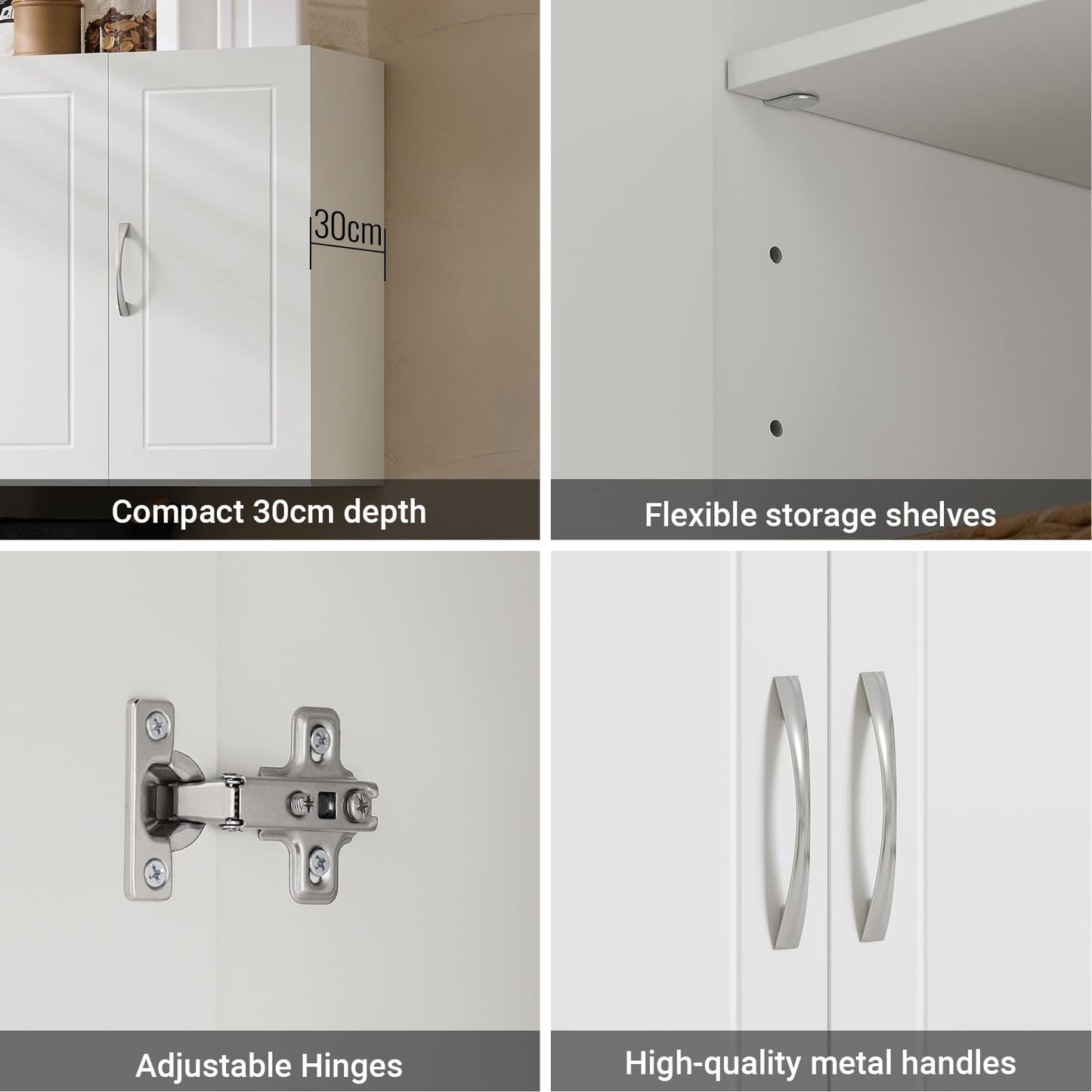 SoBuy Wall Cabinet Laundry Room, Medicine Cabinet for Kitchen Bathroom Garage, Wall Storage Cabinet with Adjustment Shelves, White FRG231-L-W
