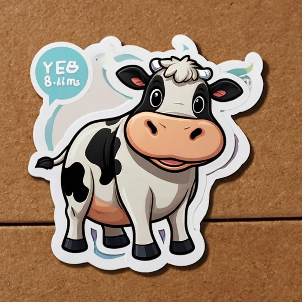Acatalepsy Sticker 2in, 25) Cute Dairy Cow Stickers for Water Bottle Waterproof Vinyl Kawaii Animal Stickers for Laptop