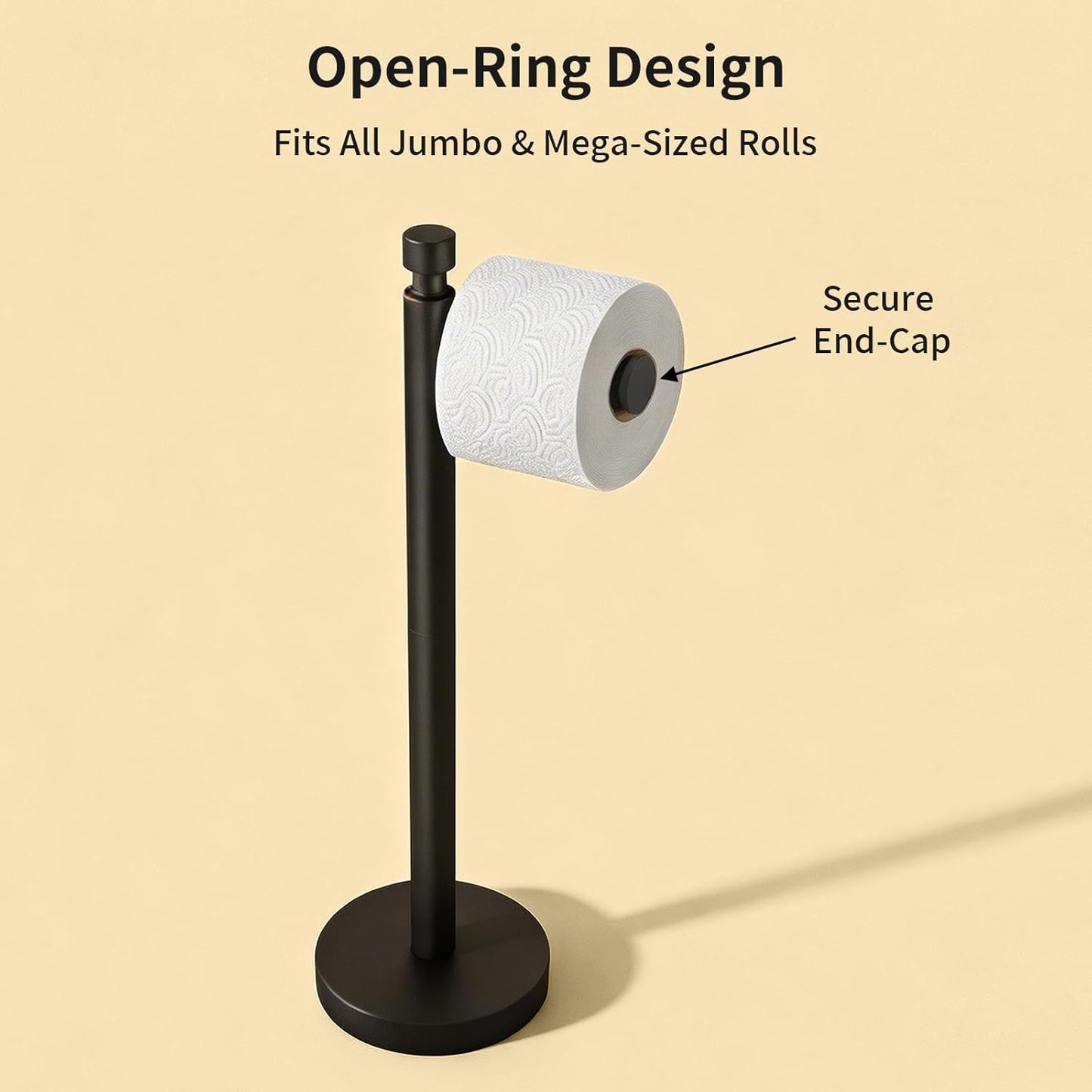 YUMORE Heavy Duty Toilet Paper Holder Stand - Matte Black Stainless Steel Design, 4.4lbs Capacity