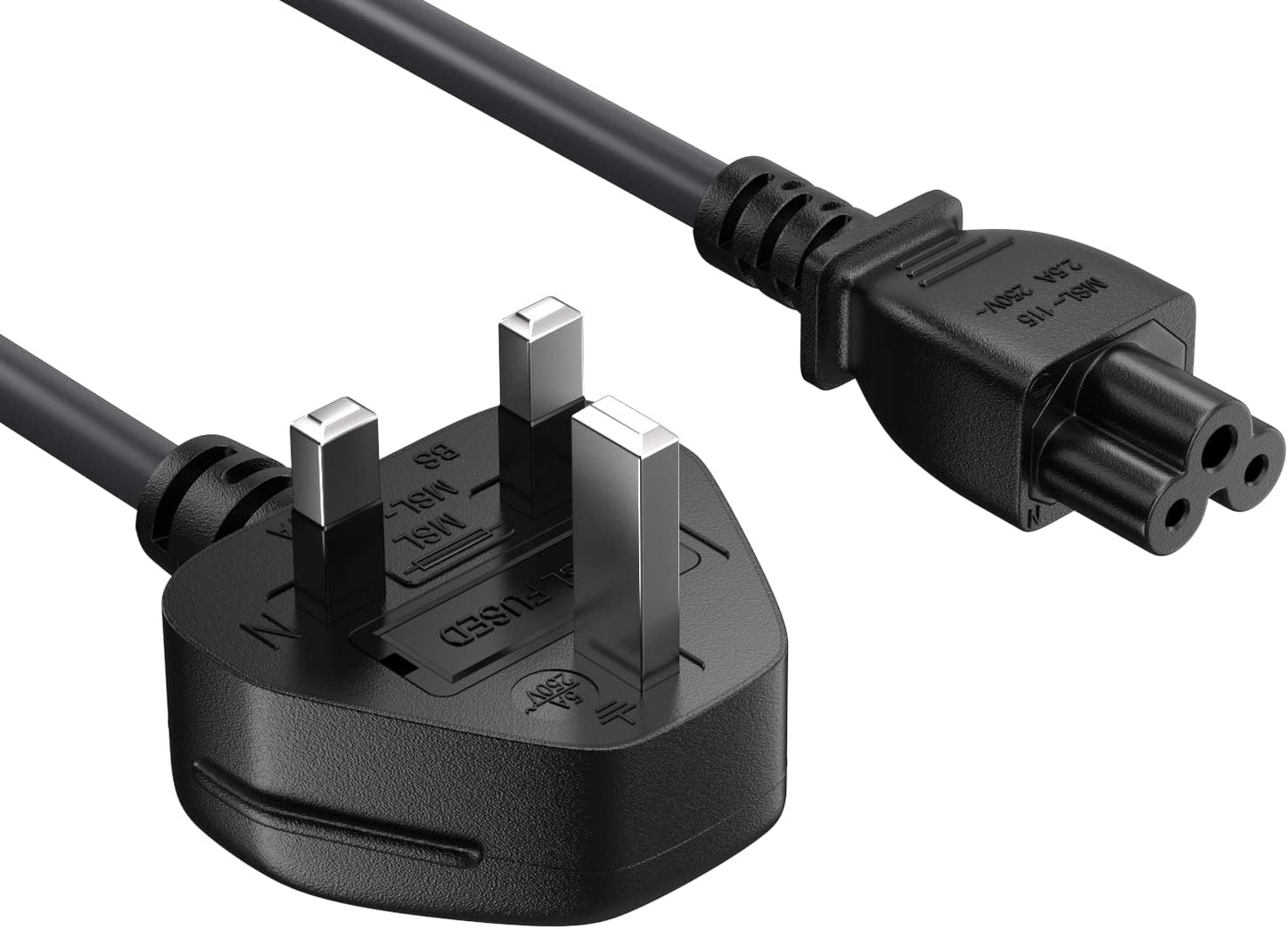 Cable Leader 6ft 18 2.5 IEC-320-C5 BS1363 AWG England Notebook Power Cord with A Fuse, to UK Plug