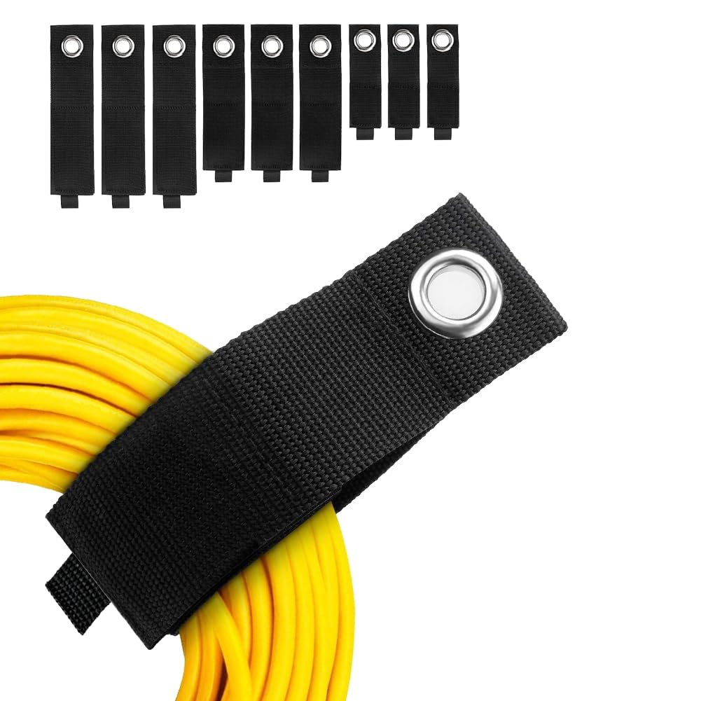 Heavy-Duty Storage Straps - 9 Pack Hook and Loop Hanging Extension Tool Cord Straps Organizer for Cable Management, Rope, Hoses, RV and Garage Organization - includ 10-inch/13-inch /17-inch