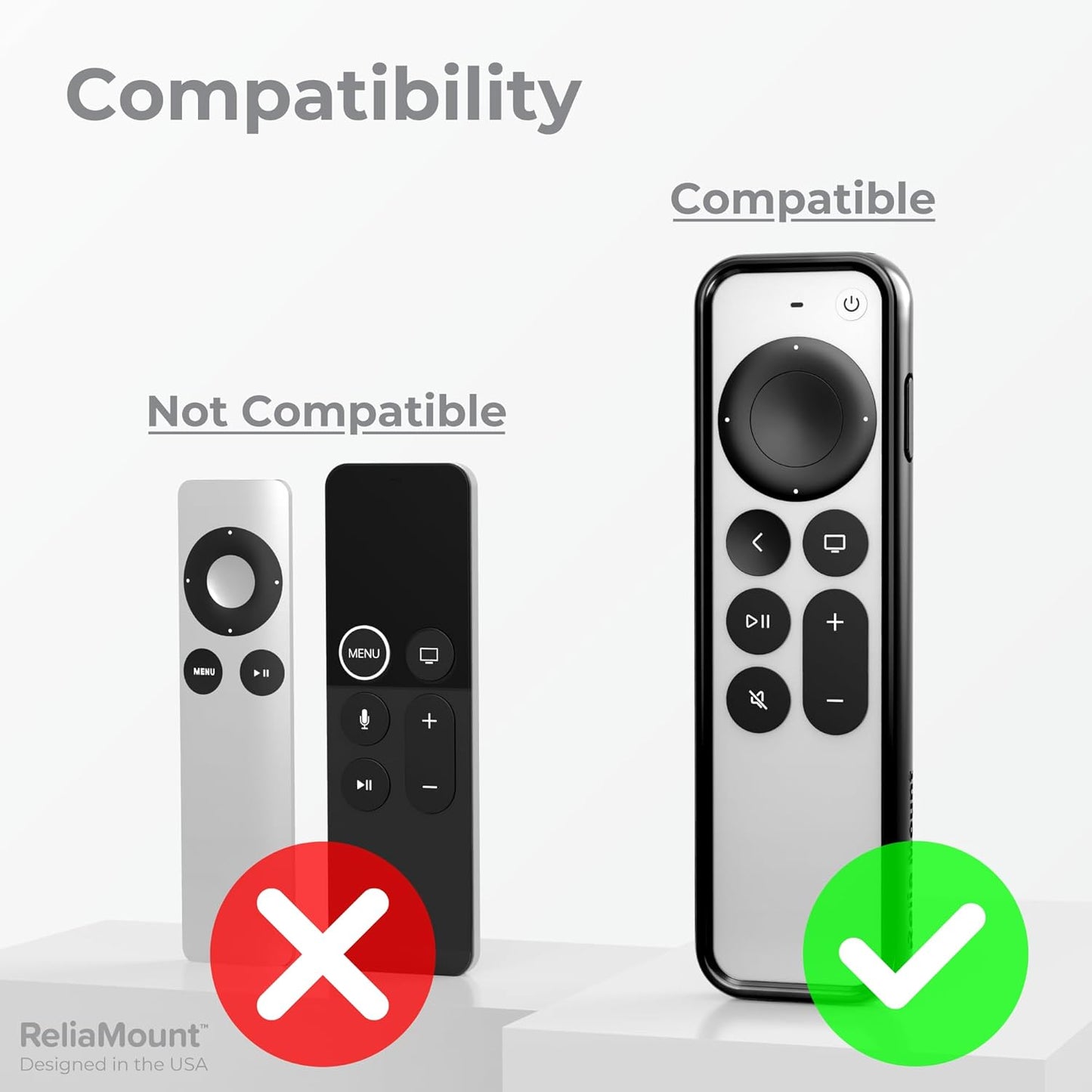 ReliaMount Case for Apple TV Remotes Premium Drop Protection and Comfortable to Hold Designed in USA (Premium Black