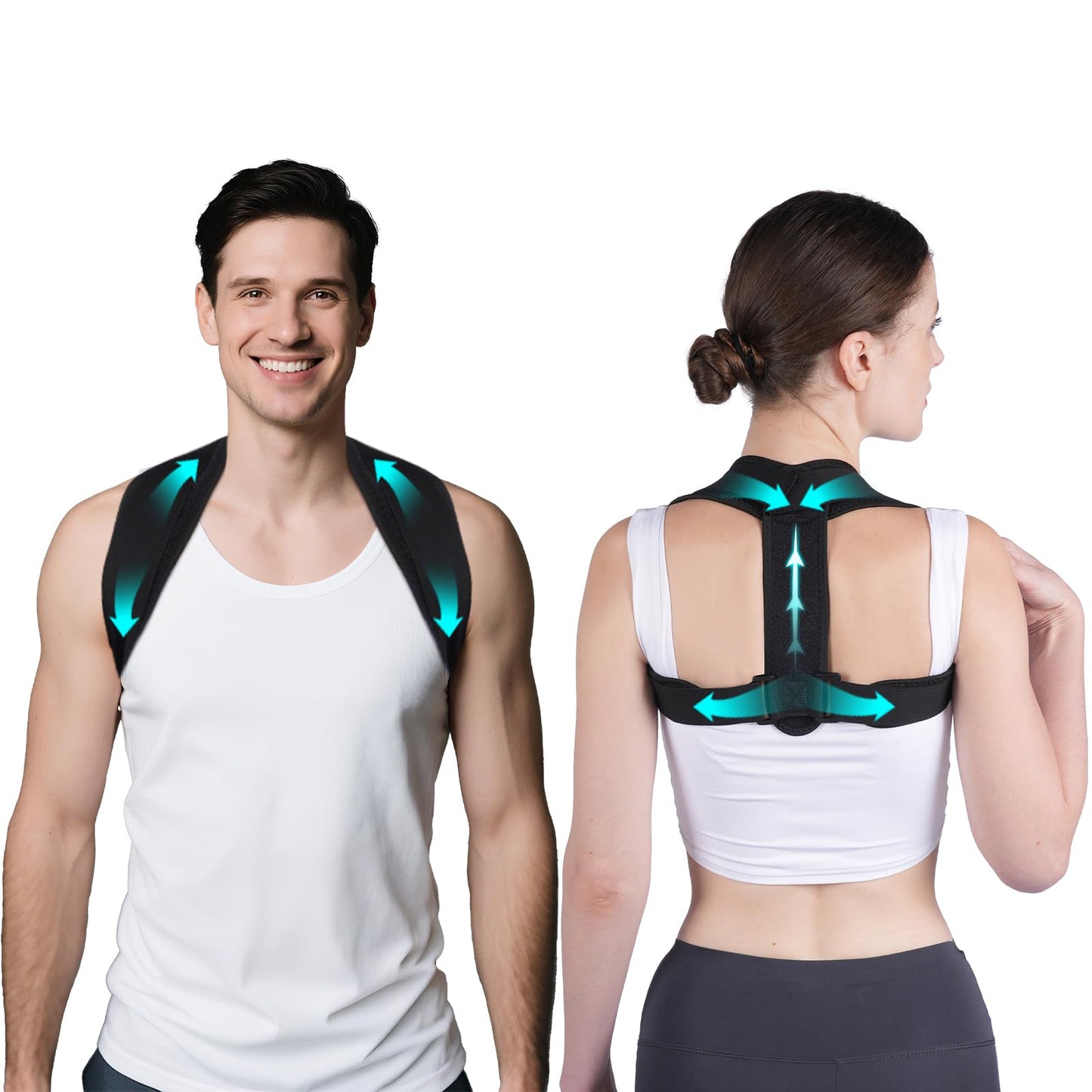 Posturace Posture Corrector for Women & Men - Adjustable Upper Back Brace Straightener Suitable for Lumbar, Shoulder, Neck, Scoliosis, Providing Comfortable Elastic Support and Pain Relief