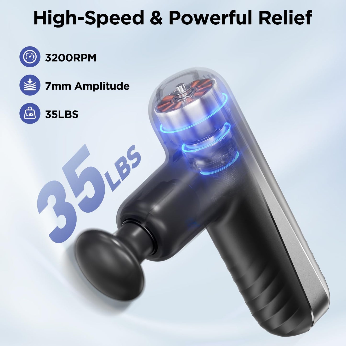 PENJOY Mini Massage Gun, Powerful Handheld Muscle Massager for Muscle Relaxation, Deep Tissue Percussion Small Massage Gun Travel Massager with 4 Massage Heads Silent Brushless Motor, Black