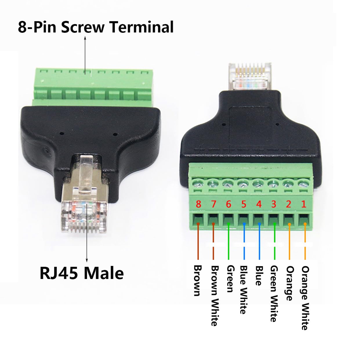 Teansic 4PCS RJ45 Block,RJ45 8 Cat5 Cat6 Cat7 Screw Terminal Adapter Ethernet Male to Pin Connector for CCTV DVR