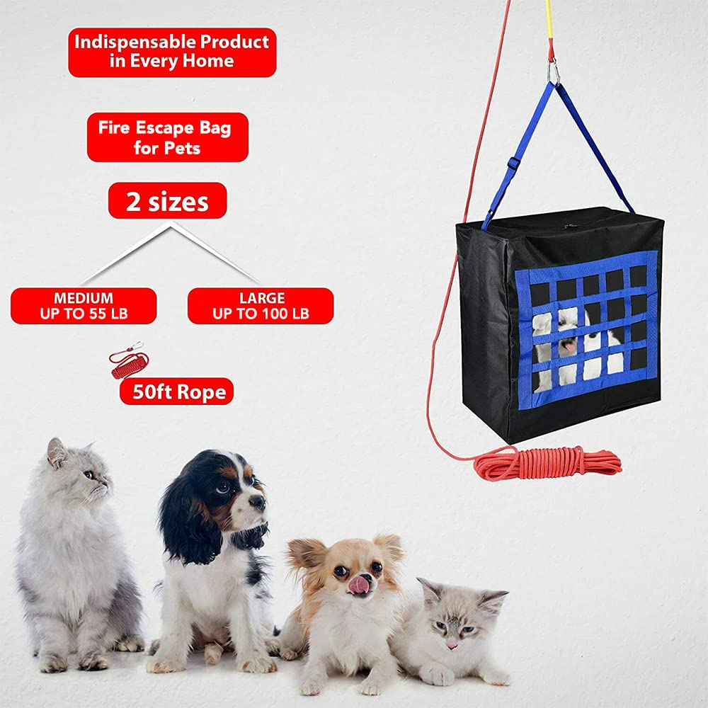 ISOP Fire Ladder 2 Story Window 13ft (4m) with Window Hooks and Emergency Escape Bag for Pets up to 100 Pounds - Rope 50ft Included