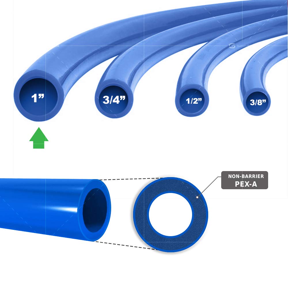 Pex-A 1" x 300 Ft Tubing Coil, Non-Barrier Pex Pipe for Potable Water, Flexible Water Tubing, Blue