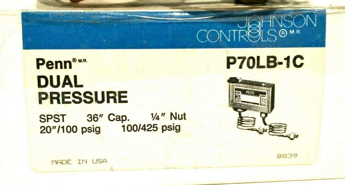 Johnson Controls P70LB-1C Dual Pressure Control, SPST