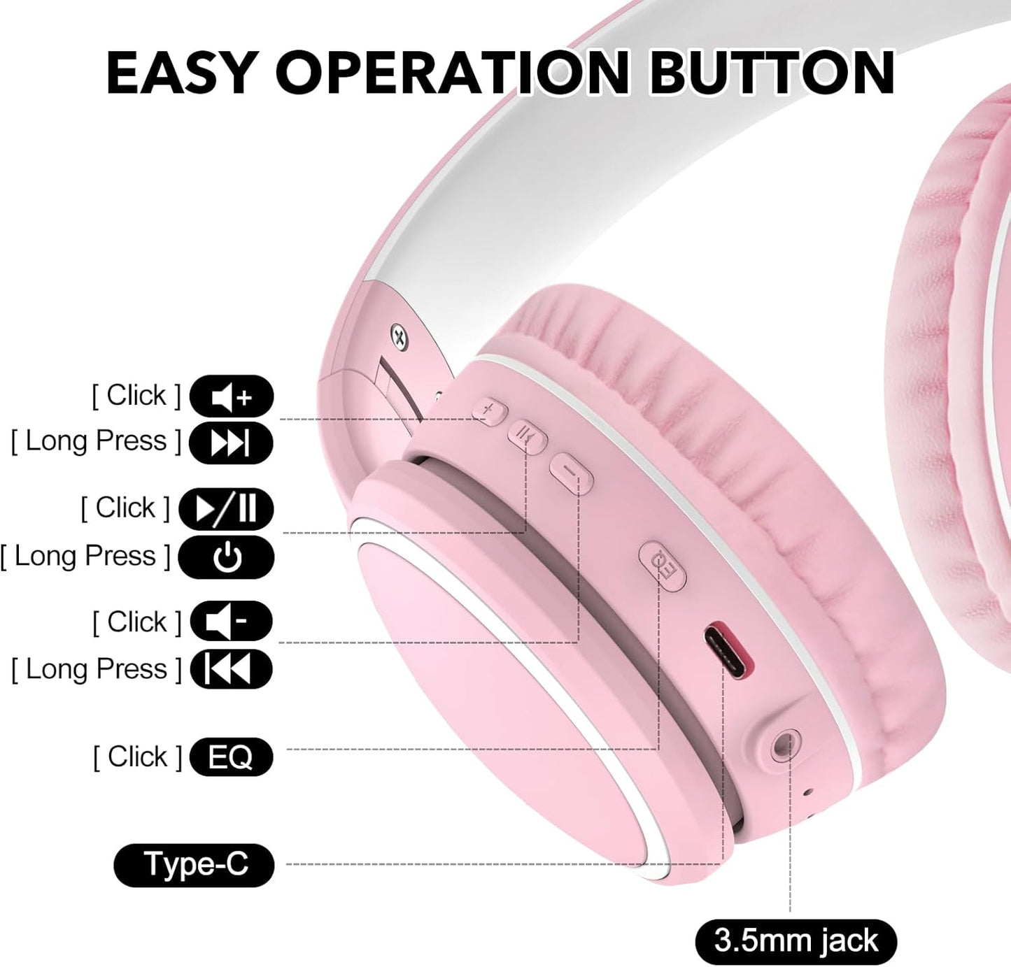 B10 Headset 50H 5.3 RORSOU Wireless Over-Ear Headphones, Lightweight Folding Stereo Bass Bluetooth with Mic, Playtime