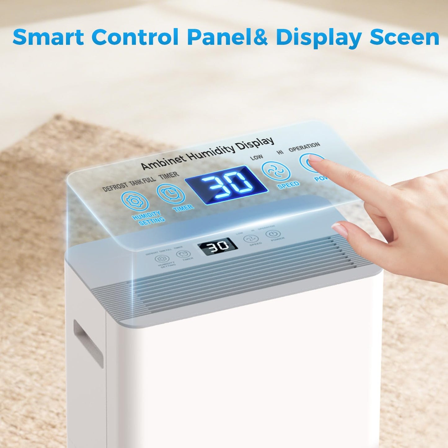 2500 sq.ft Dehumidifier for Home and Basement,Max 34 Pints Dehumidifier with Drain Hose,Ultra Quiet with Auto Defrost,Three Modes,Intelligent Dehumidifier for Bedroom,Bathroom,Large Room(Cream)