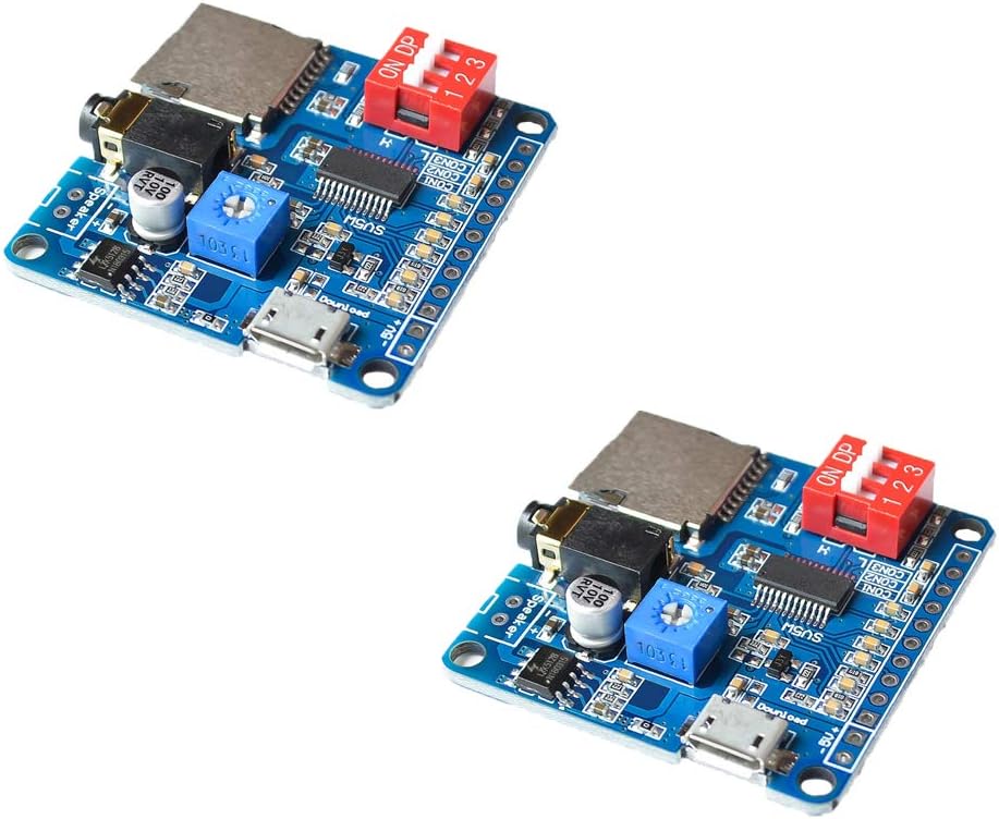 KOOBOOK 2Pcs MP3 Voice Playback Module Trigger Player Board SD/TF Card for Arduino
