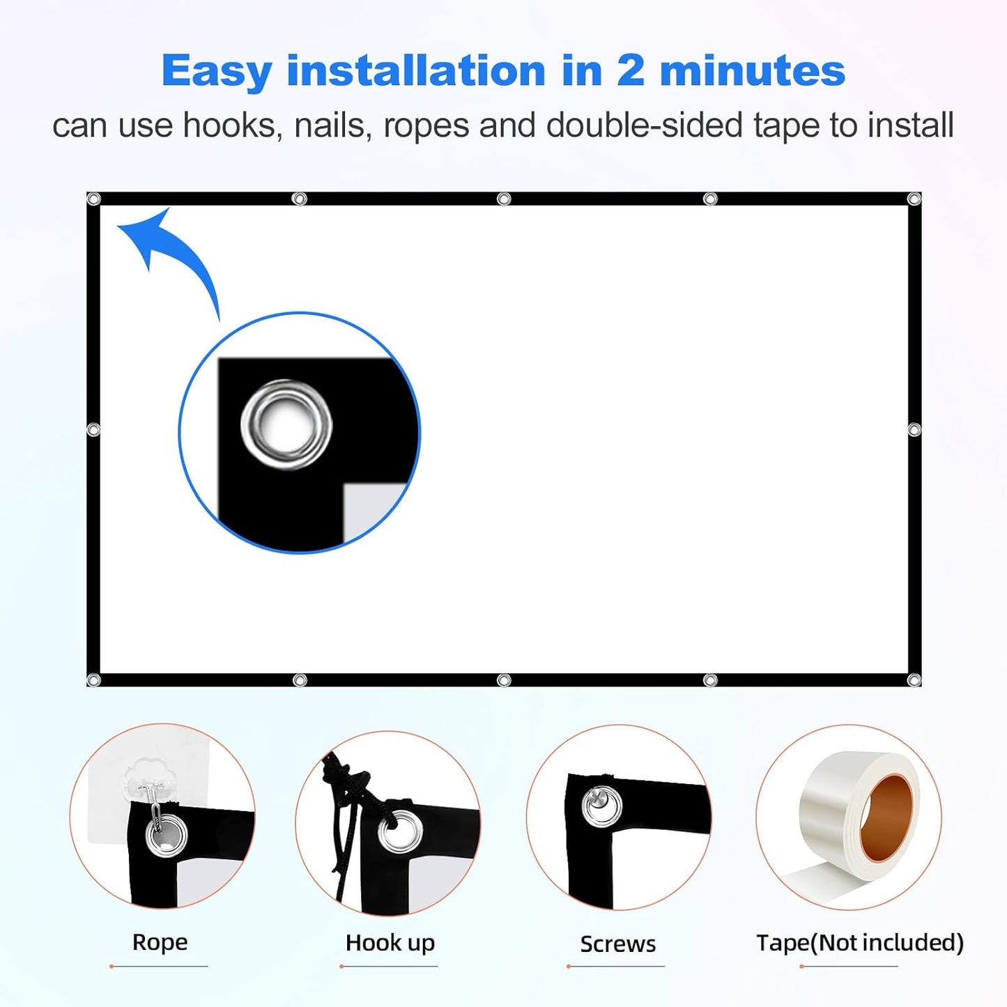 Ximaoy 72 inchPortable 16:9 Projector Screen Movie Projector Screen HD Indoor Outdoor Double Sided Rear Projection