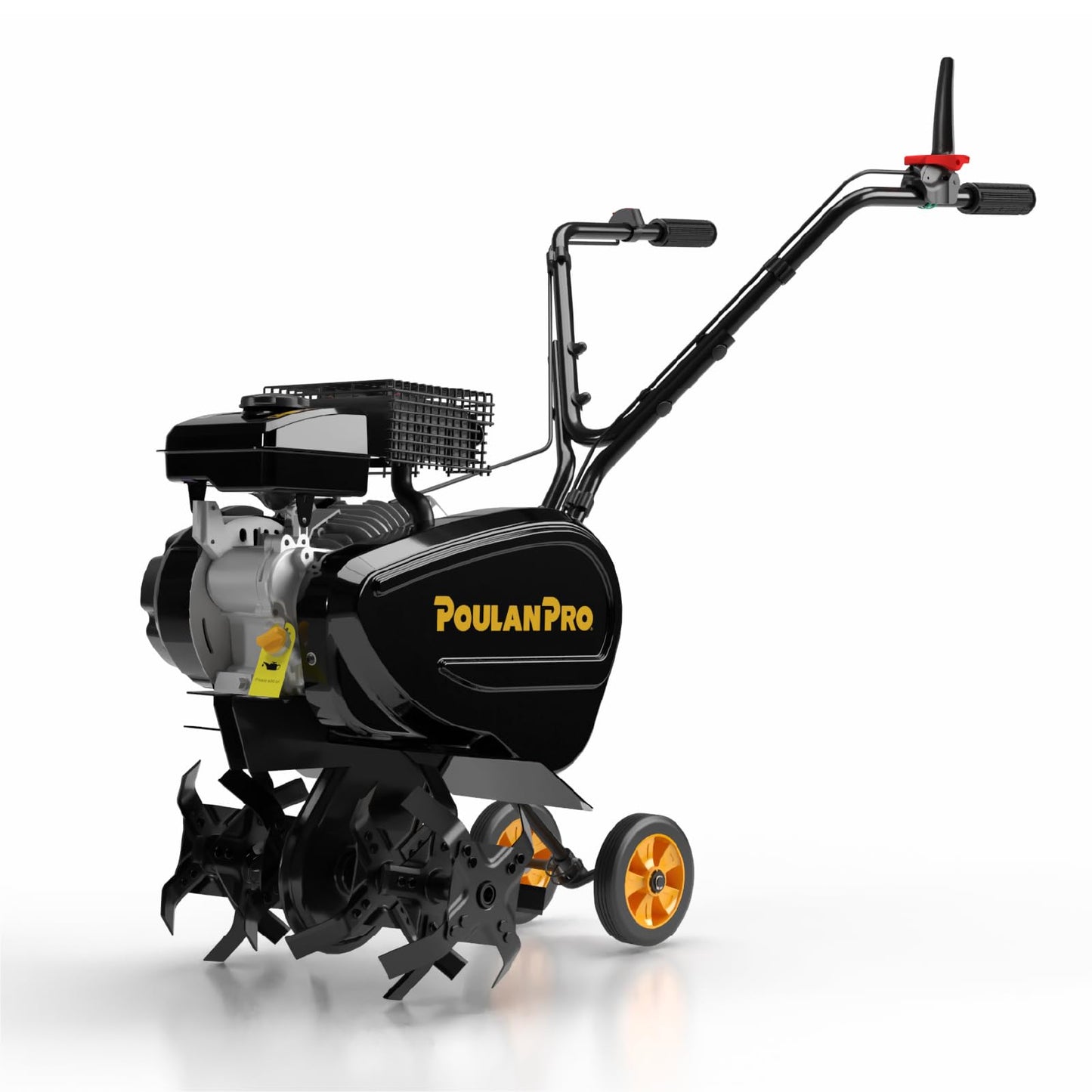 Poulan Pro 2 in 1 Gas Tiller, Front Tine Tiller Cultivator with 79 cc 4-Cycle Gas Engine, 9''-17'' Tilling Width Adjustable, Garden Tilller with Forged Steel Tines, Integrated Transport Wheels