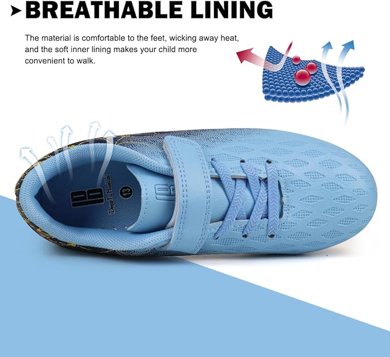 brooman Kids Firm Ground Soccer Cleats Boys Girls Athletic Outdoor Football Shoes