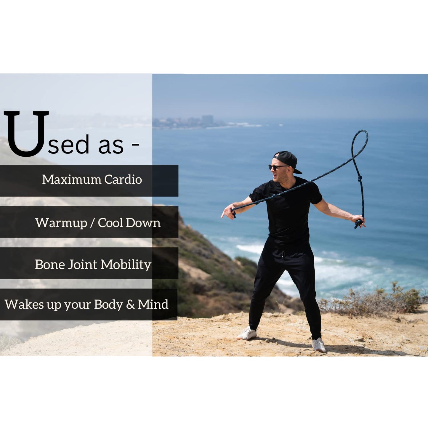 Flow Rope Exercise Jump Rope – 500g (1.10lb) Weighted Flow Jump Rope for Cardio, Boxing, HIIT & Upper Body Fitness – Adjustable Double Woven Workout Rope for Men, Women, Beginners – Indoor & Outdoor Use