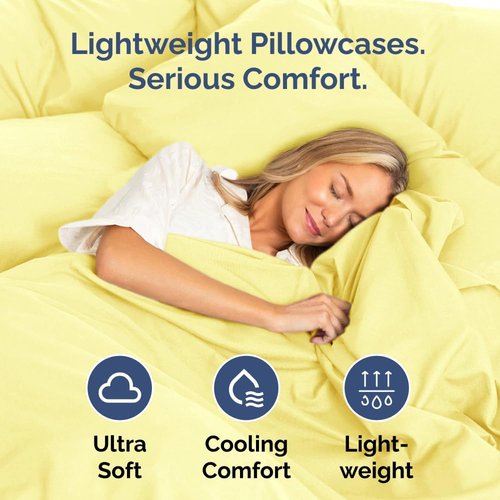 King Pillow Cases by [Brand Name] - Ultra Soft Hotel Quality Covers | Wrinkle-Free, Stain Resistant - 4 Piece Set in Yellow