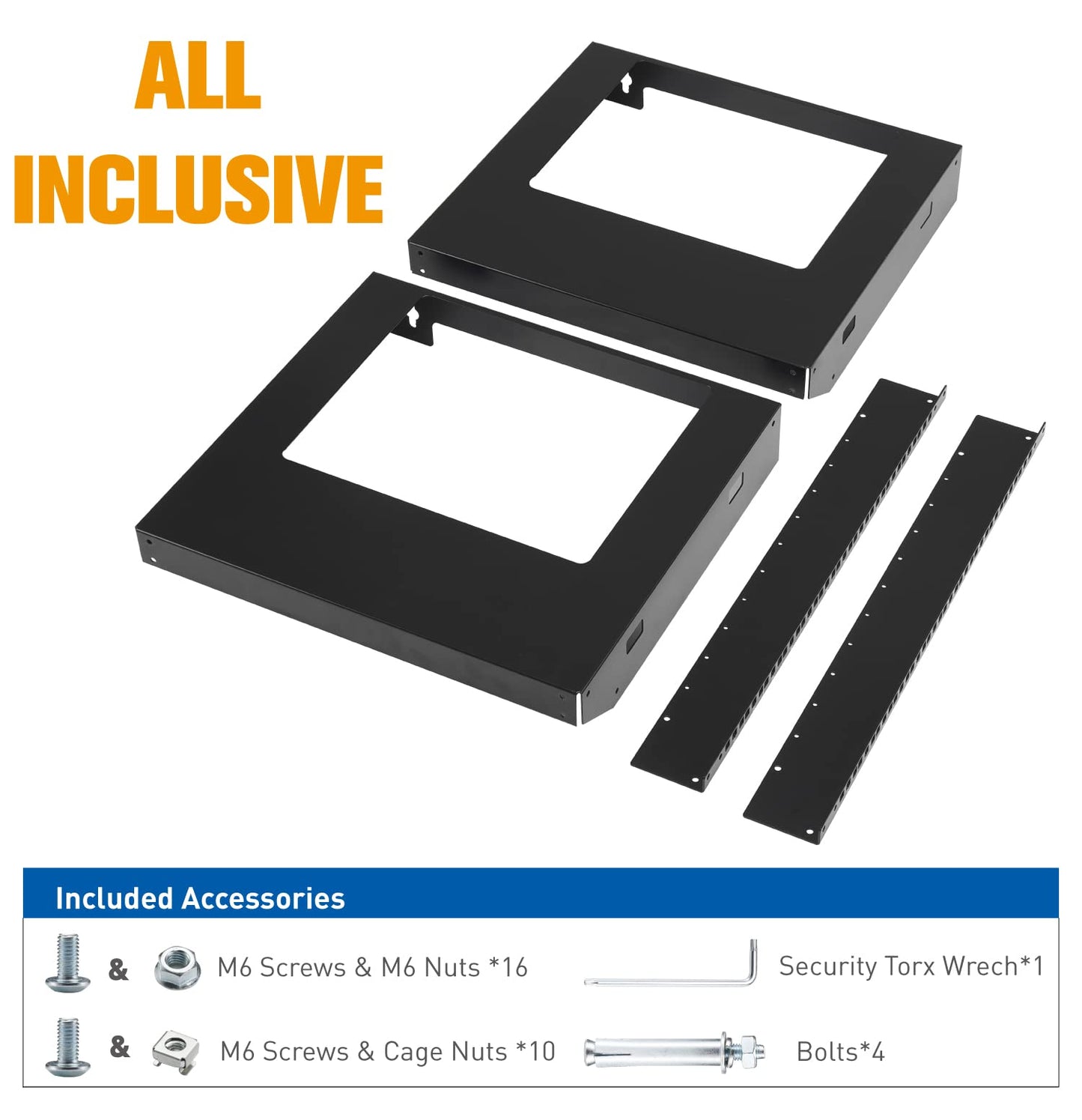 12U Wall Mount Rack Open Frame 19 Inch Server Equipment 2 Post Network Cabinet 18 inches Depth Black by Tedgetal