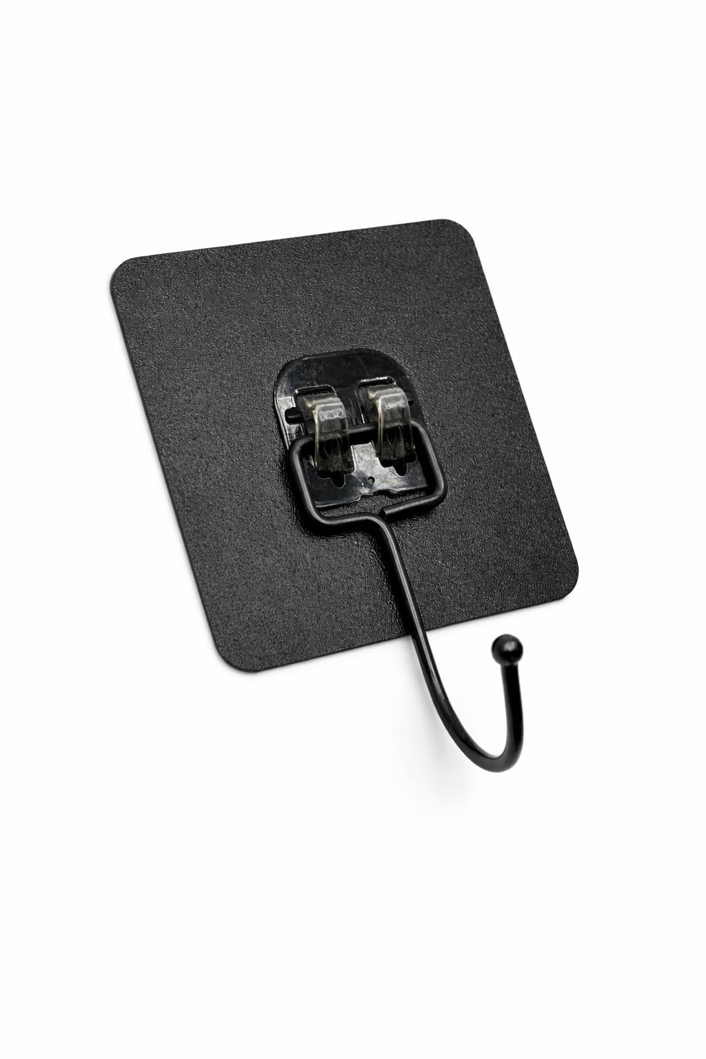 Black Metal Adhesive Wall Hooks Light Duty 6-Pack, No Drill Waterproof Sticky Hooks for Bathroom Kitchen Garage, Strong Wall Hooks for Towels, Keys, Coat, Tools, Holds Up to 20 lbs