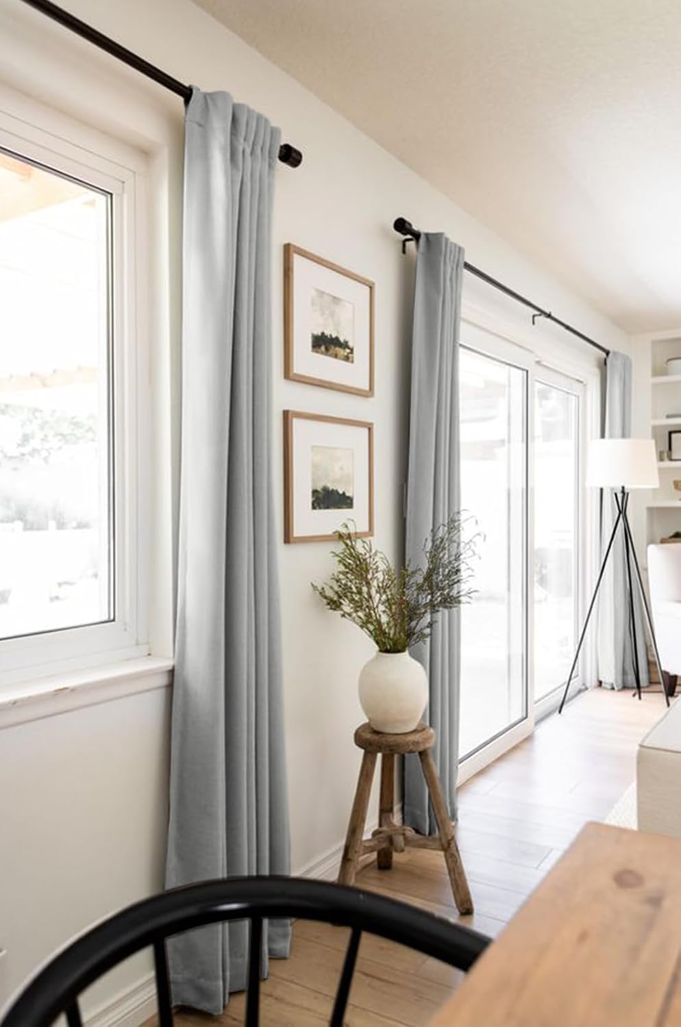 Skiennix 100% Blackout Linen Curtains - Thermal Insulated Drapes for Bedroom | 2 Panels Set, 50" W x 84" L, Ash Grey