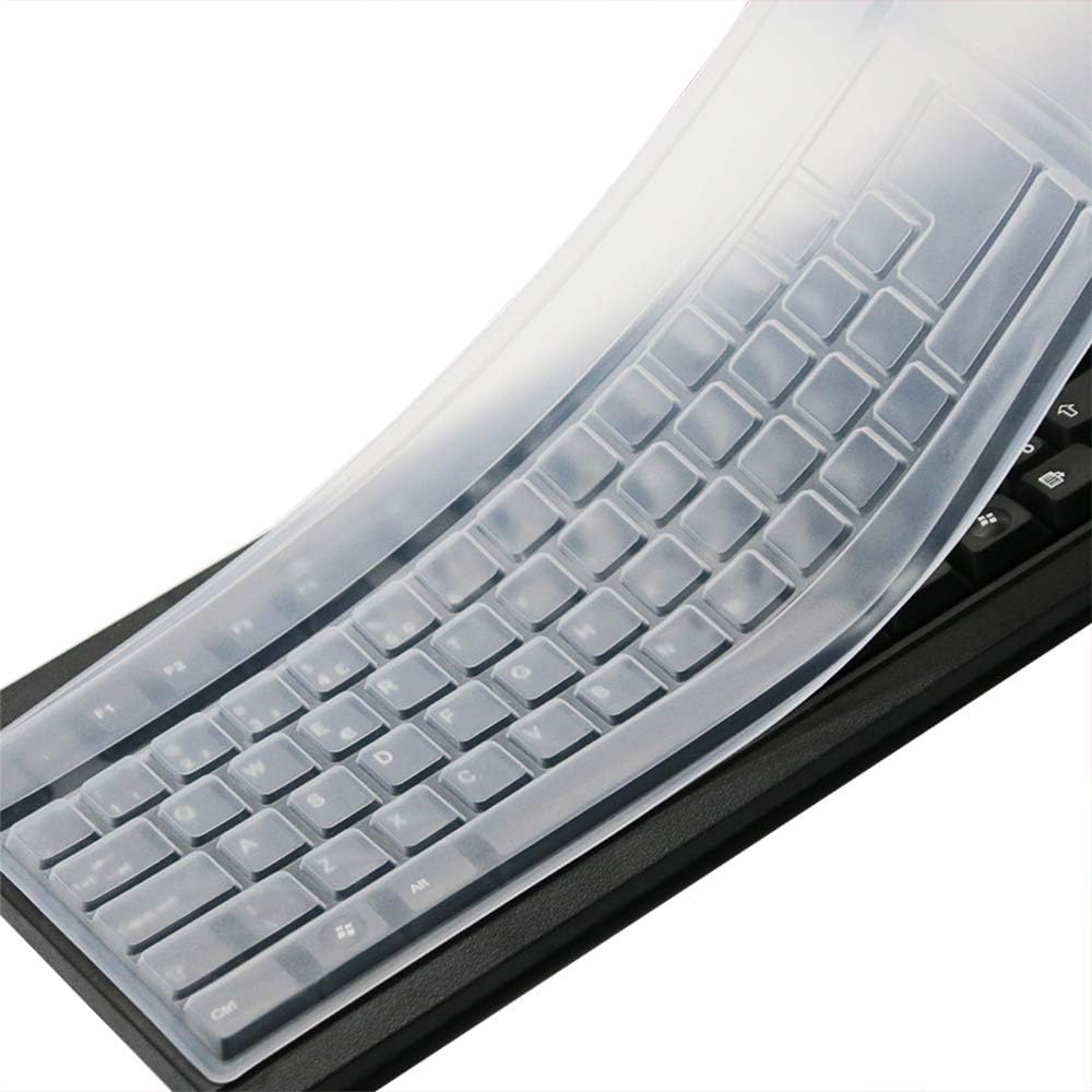 CaseBuy 104/107 Clear Desktop Computer Keyboard Cover Skin for PC Keys Standard Keyboard, Anti Dust Waterproof Keyboard