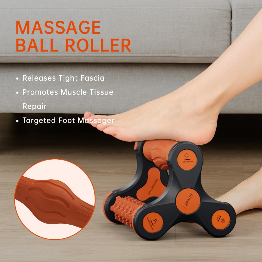 Duewry Plantar Fasciitis Relief Massager with Ice Pack, Cold Therapy & Reflexology Foot Roller for Instant Neuropathy Pain Relief, Foot Massager for Circulation, Reduce Swelling to Happy Health Foot