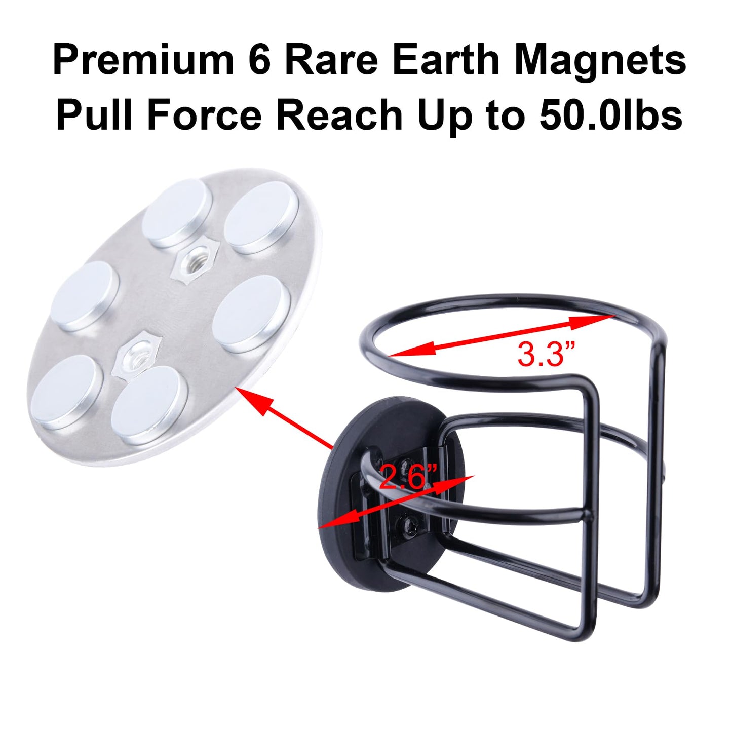 8 Pack Magnetic Cup Holder with 2 Screws Mount, Full Covered Bus Tractor Cup Holder, Magnet Bottle Drink Holder, Black