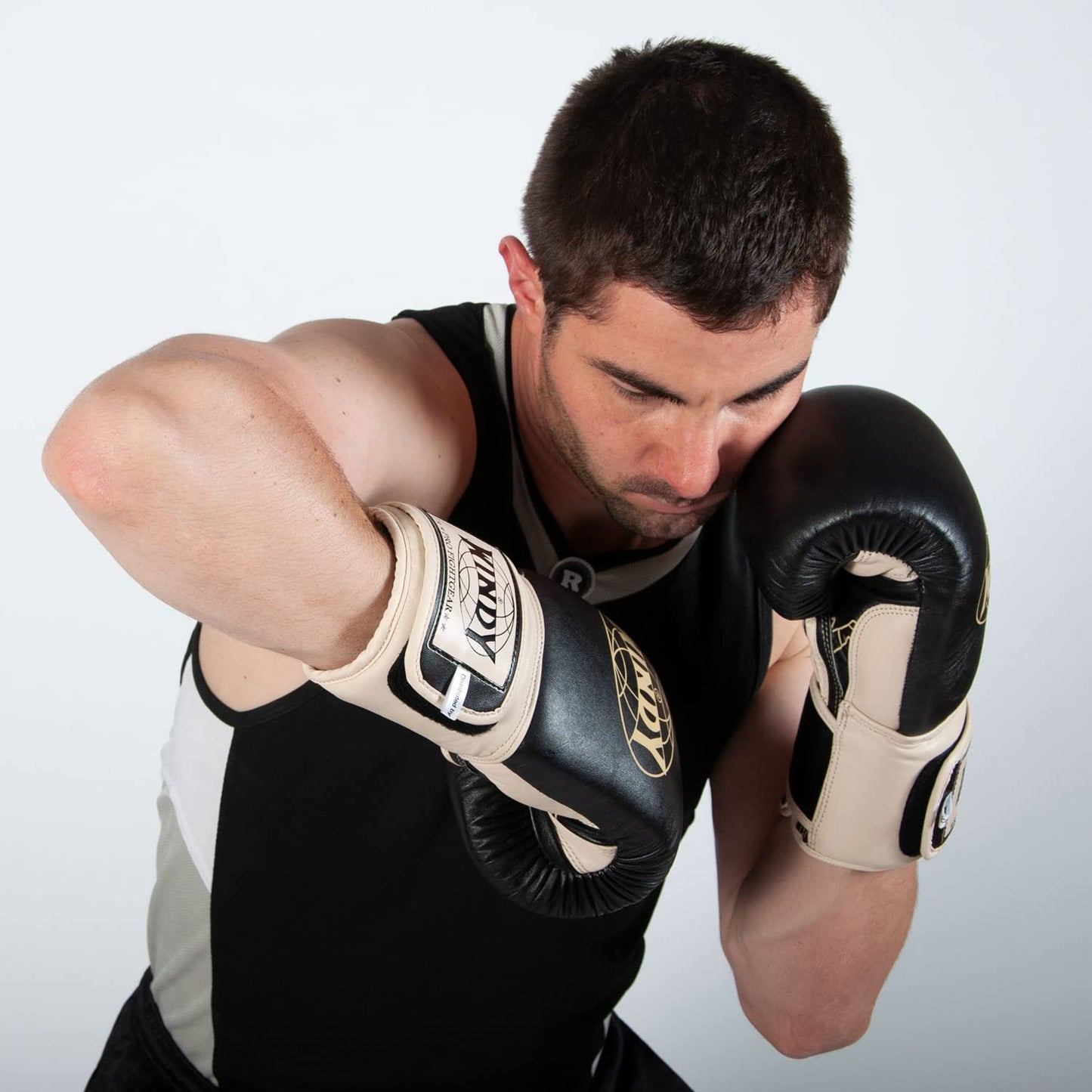Windy Muay Thai Training Gloves, Black, 16-Ounce