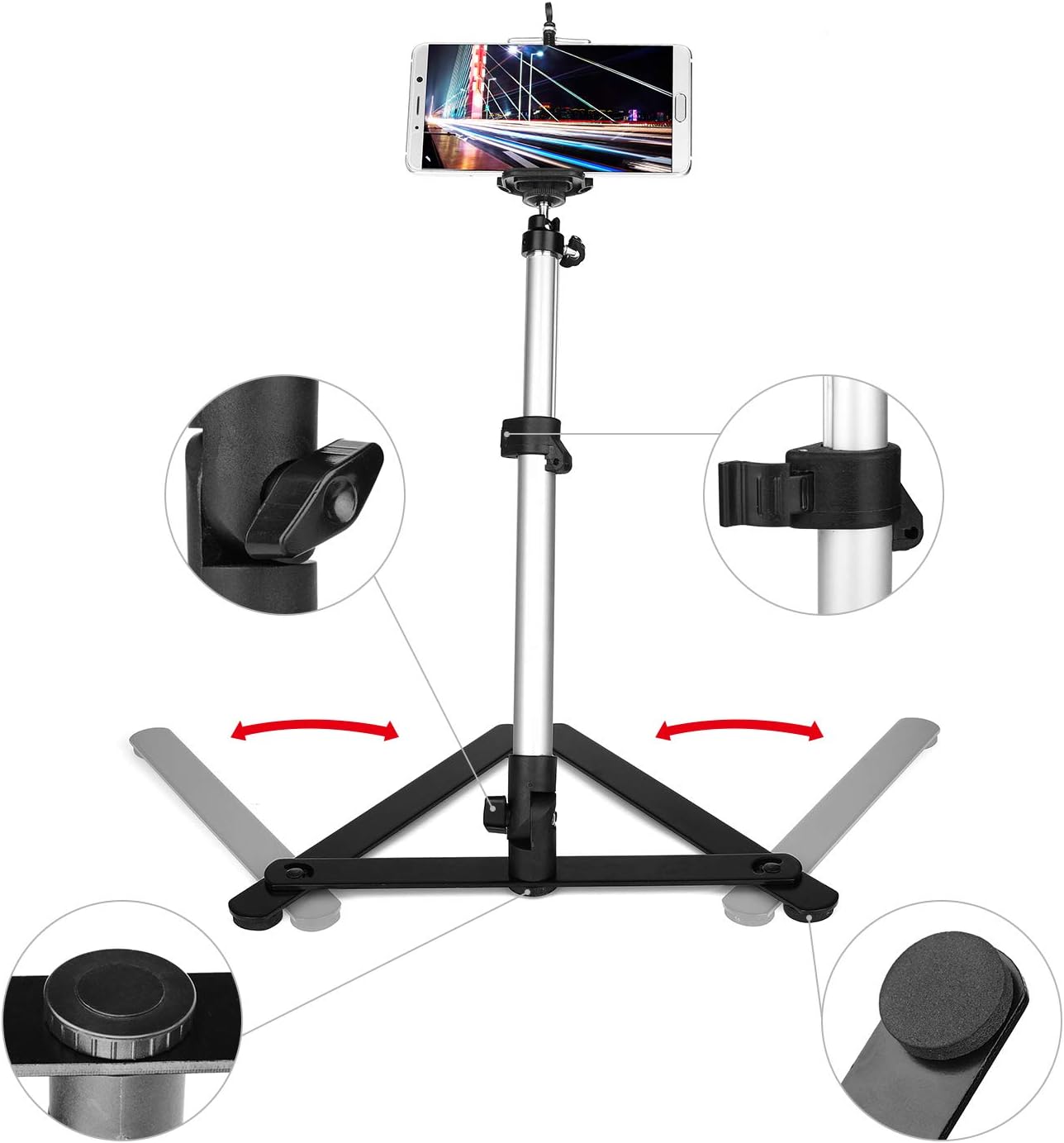 ChromLives Photo Copy Stand Pico Projector Stand with Phone Clamp Overhead Phone Mount Smartphone Compatible Tripod