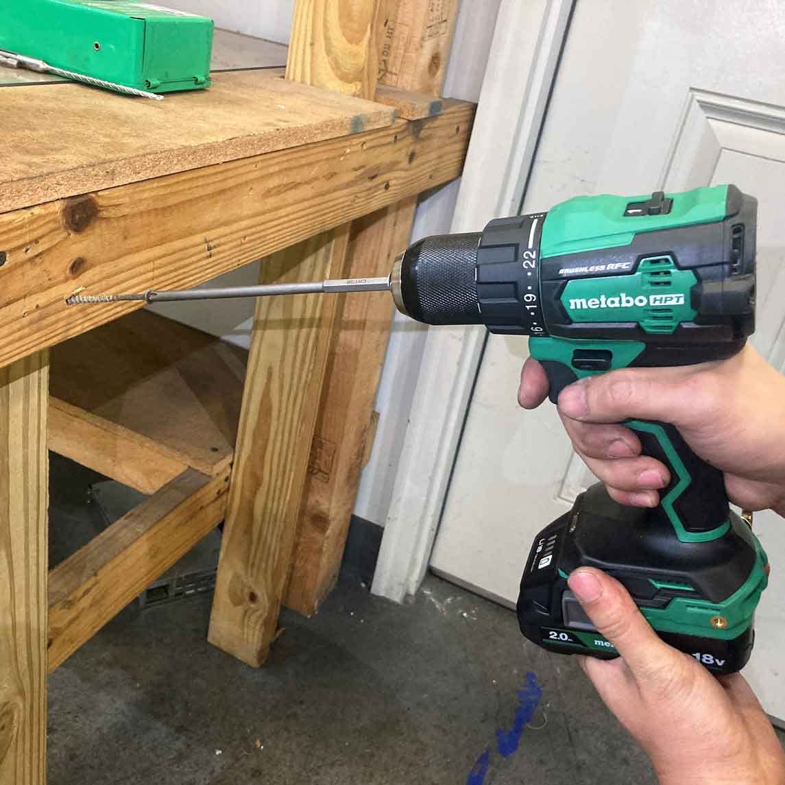 Metabo HPT 18V MultiVolt Cordless Brushless Hammer Drill Kit, Compact Power Drill with 2 Lithium-Ion Metabo Batteries, Charger, Carrying Bag and Accessories, High Torque, 2-Speed, DV18DEX
