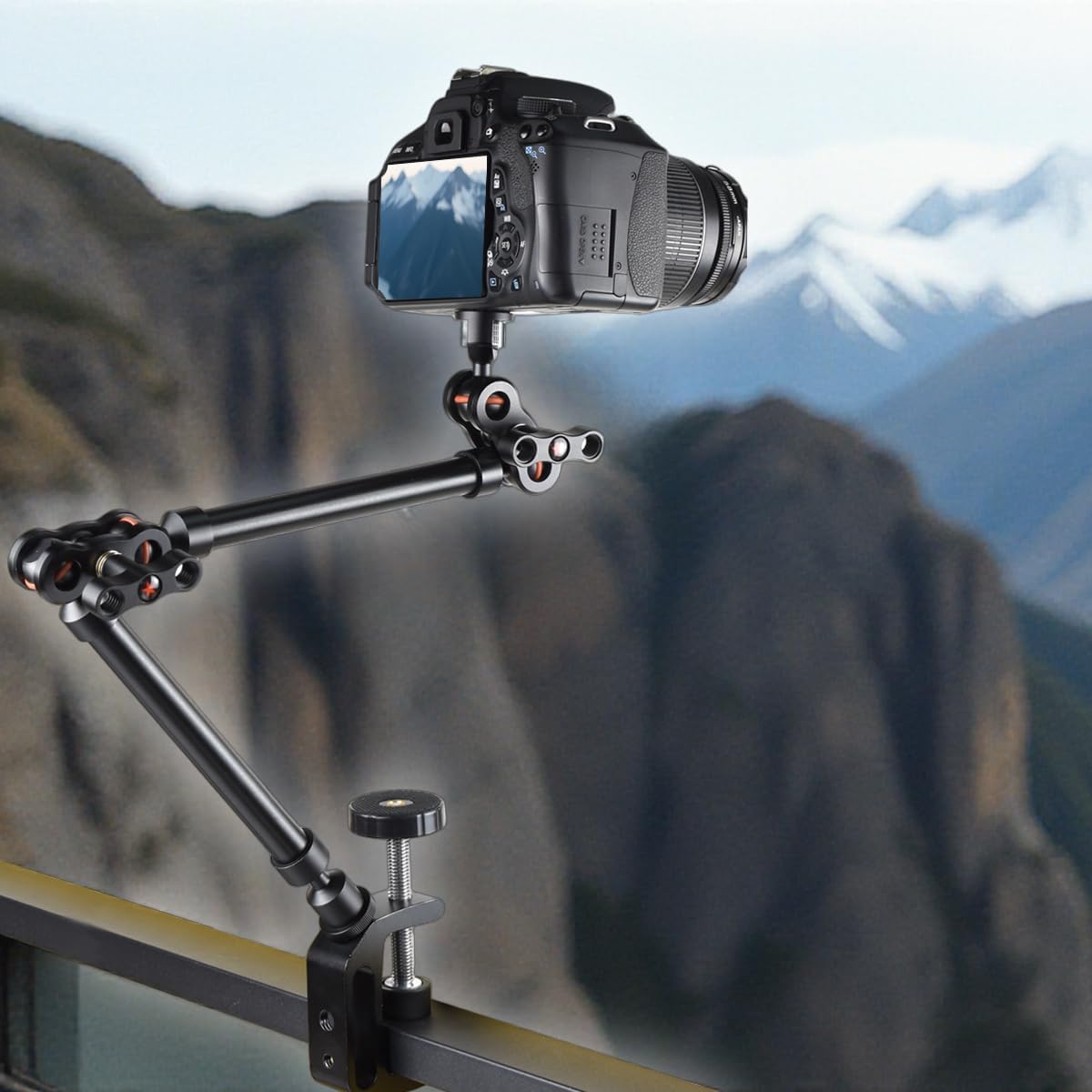 Akeipho 21"/53cm Adjustable Magic Arm with Super Clamp, Overhead Phone Mount, Heavy Duty Desk Camera Mount