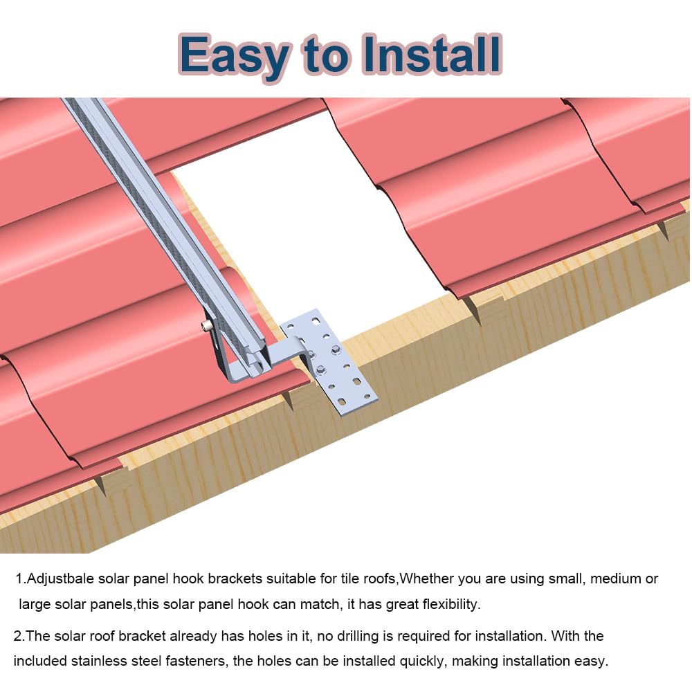 Solar Panel Mounting Bracket Kit to Metal Roof Sloped or Flat Pitched Tile Shingle Roofs for 1-4pcs Solar Panels