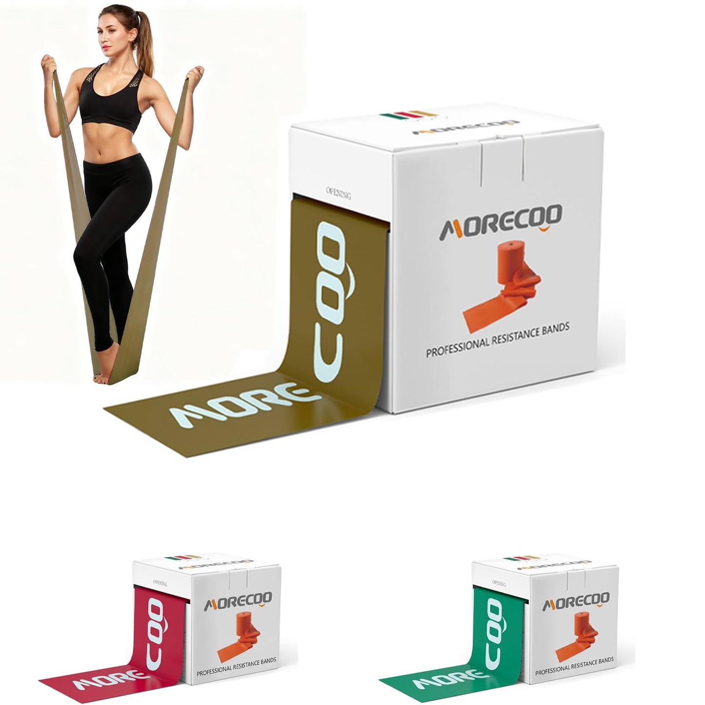 MORECOO Resistance Bands 25 Yard Roll, Level 3 Professional Latex Physical Therapy Band, Exercise Bands for Working Out, Pilates, Upper & Lower Body Exercises & Rehab