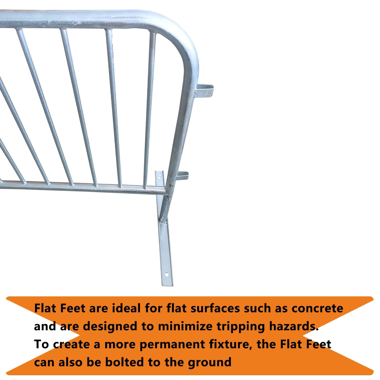 Heavy Duty Interlocking Steel Flat Feet Safety Barriers Barricade Fence for Crowd Control Events Road High Traffic Areas, Galvanized 8.5 Ft, 2 Pack