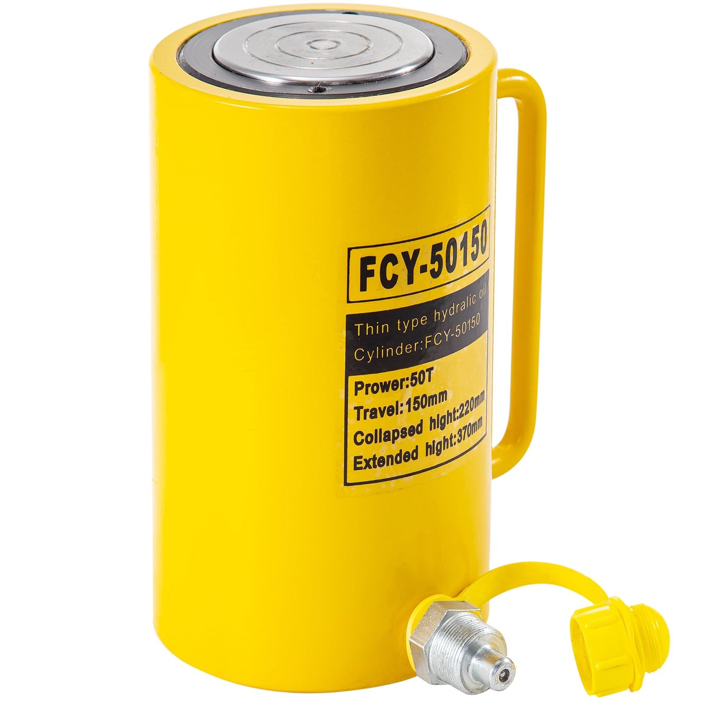 Mophorn 50T 6In Stroke Hydraulic Cylinder Jack Solid Single Acting Hydraulic Ram Cylinder 150mm Hydraulic Lifting Cylinders for Bending, straightening and Pulling on Trucks, Tractors and Heavy equipm
