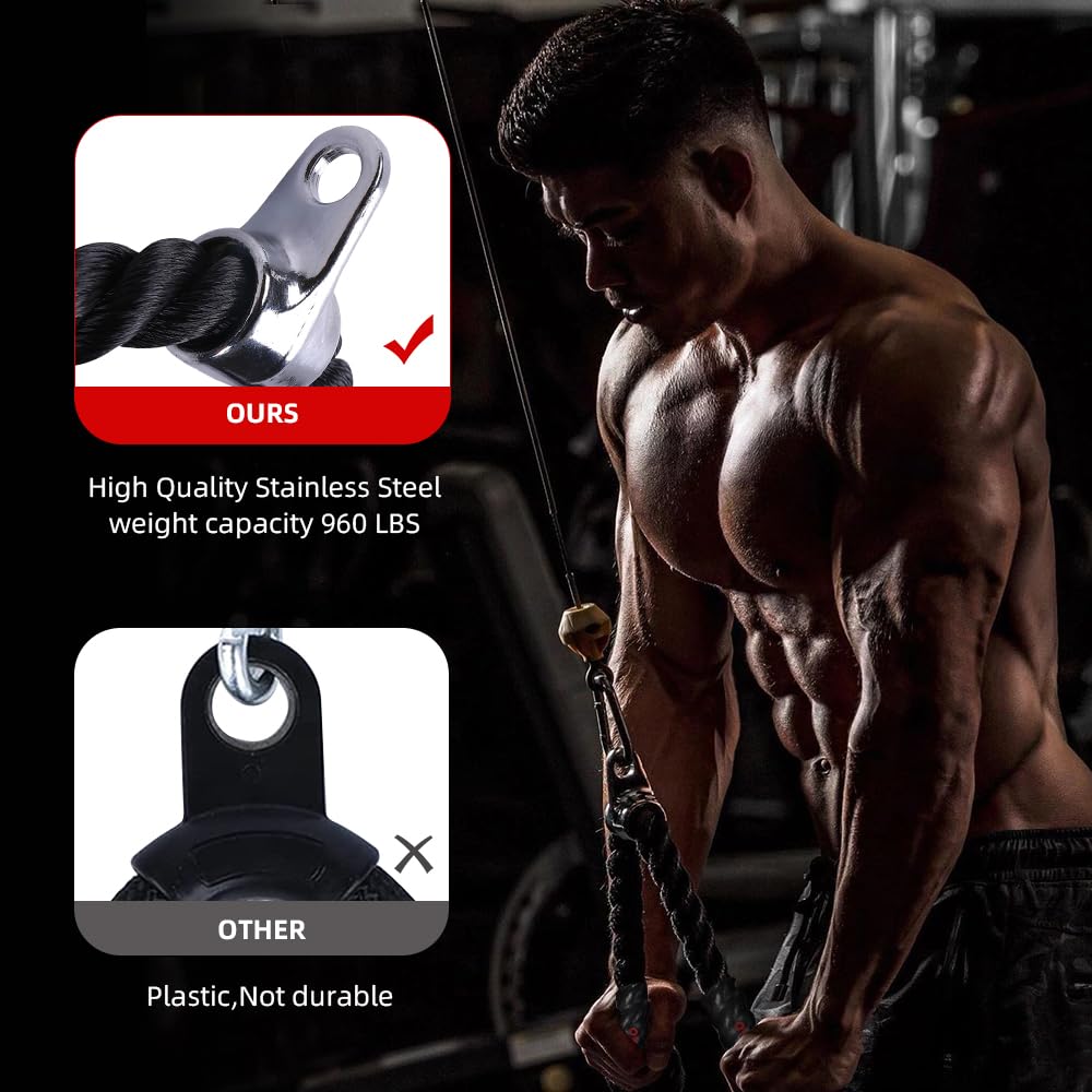 Diaomao Tricep Rope with Upgraded Rubber Handles,35 Inch Tricep Pull Down Rope for Cable Machine, Greater Range of Motion, Triceps Rope Cable Attachment for Gym, Home, Easy to Grip, Non-Slip