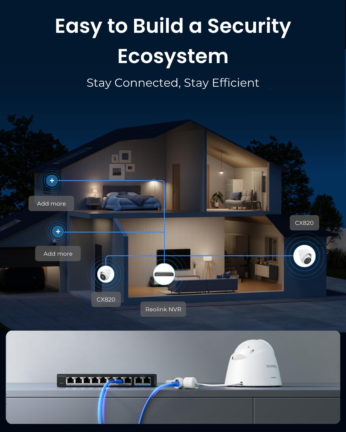 REOLINK CX820 ColorX PoE Security Camera, 4K UHD, True Color Night Vision, F1.0 Super Aperture, 1/1.8'' Image Sensor, HDR Technology, Person/Vehicle/Animal Detection, Spotlight & Siren Alarm