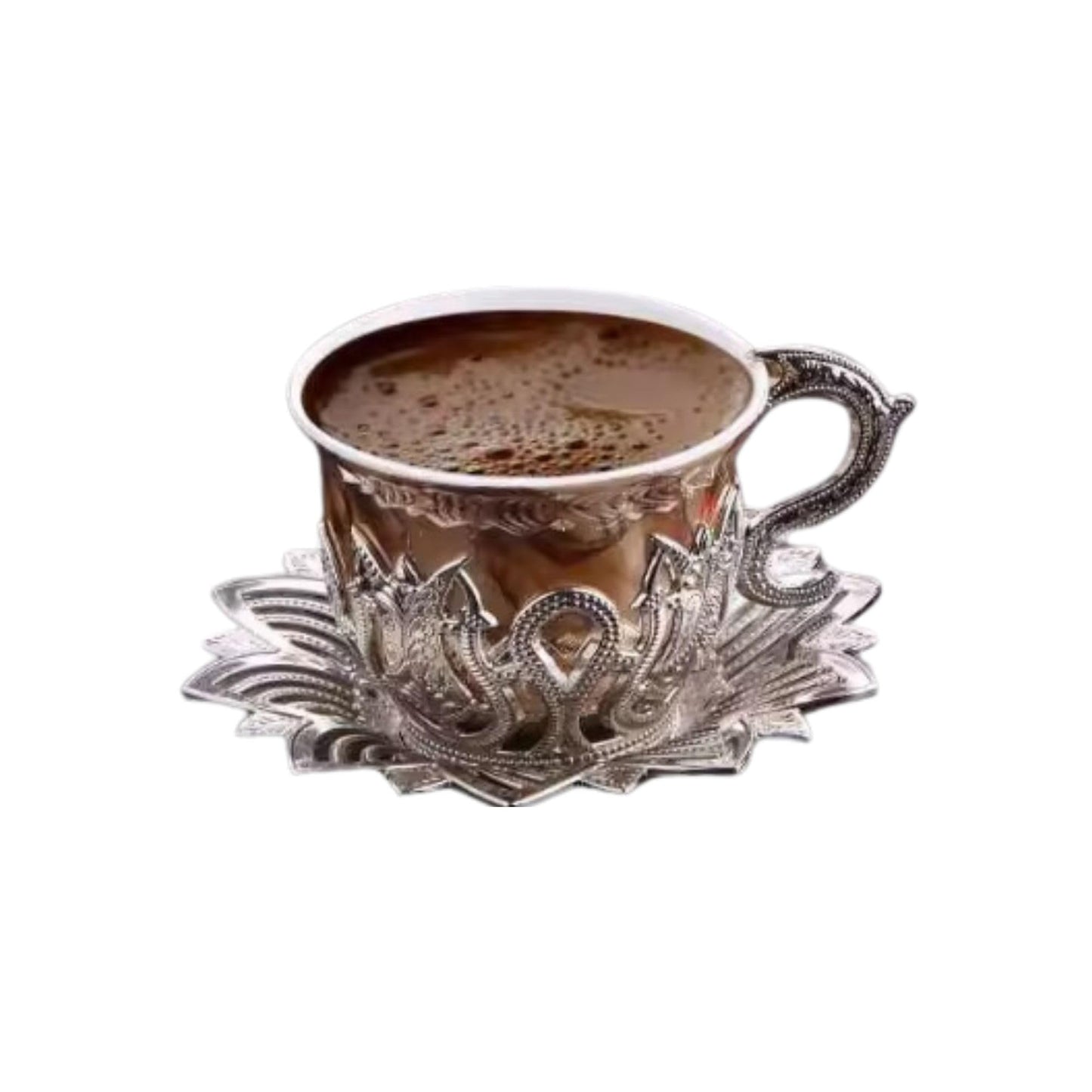 LaModaHome Ottoman Turkish Espresso Coffee Cups with Saucers and Holders Set of 6, Brown Marble Design, Porcelain Arabic, Greek Mini Coffee Mug, Handmade Vintage Gifts, Serving, Tableware - Gold