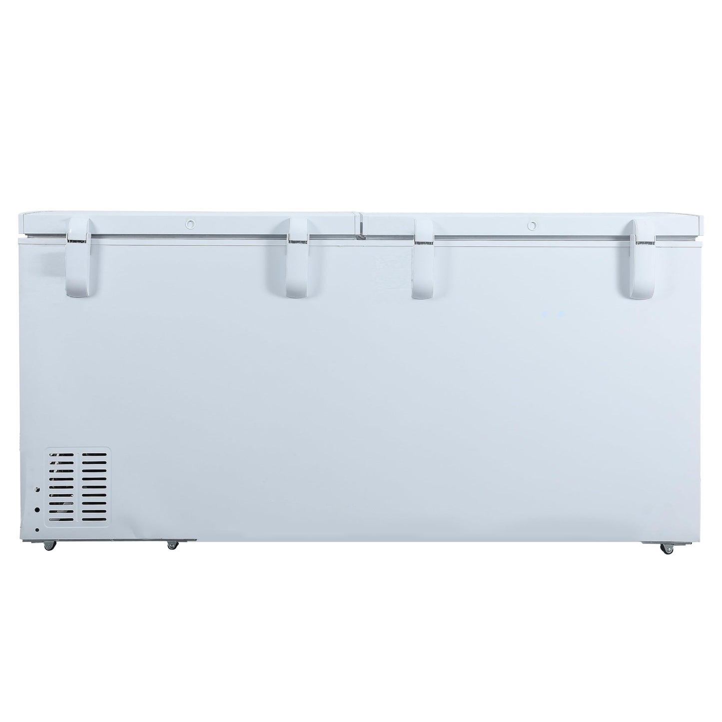 Hamilton Beach HBFRF2129 21 cu ft Double Door LID Garage-Ready Chest Freezer-White, Vinyl-Coated Baskets, Space-Saving Flat Back, Stay-Open, Front-Access Drain, for Storage, Hunting, Large Family