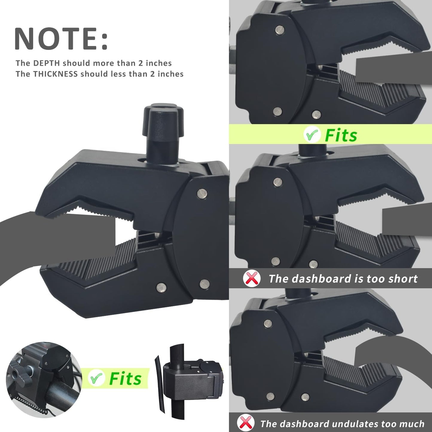 BC906W HYS Radio & Speaker Mic Clamp Mount Holder - Quick Release for Uniden Wireless CB Microphone and Speaker, Marine