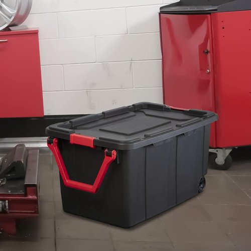Heavy-Duty Plastic Storage Bins by [Brand Name] - 40 Gallon Capacity, Stackable with Durable Lids & Secure Latching Buckles | 2 Pack for Garage Organization
