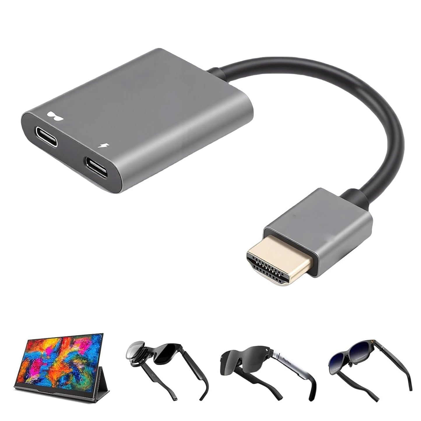 Yoidesu 4K 60Hz 100W USB C to HDMI Adapter Bidirectional with PD Charging, USB C Adapter Aluminum Plug and Play for AR