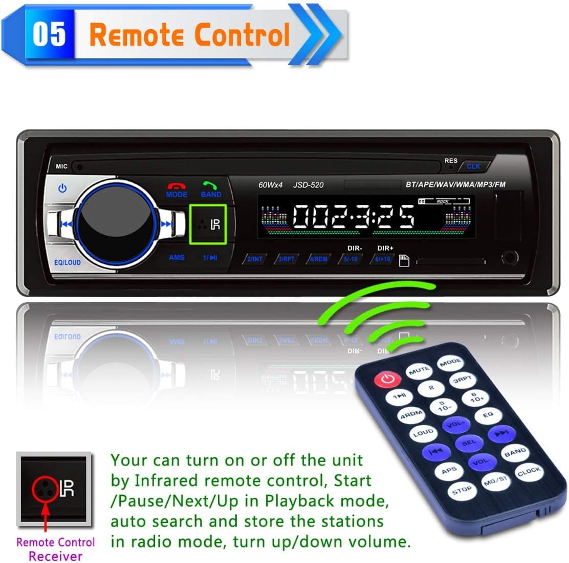 Eaglerich 12V MP3 MMC 1 Car Stereo FM Radio Audio Player Built in Bluetooth Phone with USB SD Port Car Radio Bluetooth