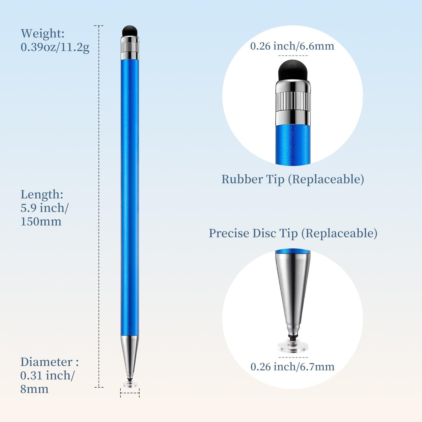 ChaoQ 2-in-1 6pcs Stylus Pen for Touchscreen, High Sensitivity and Precision Stylus Pens for iPad iPhone Android