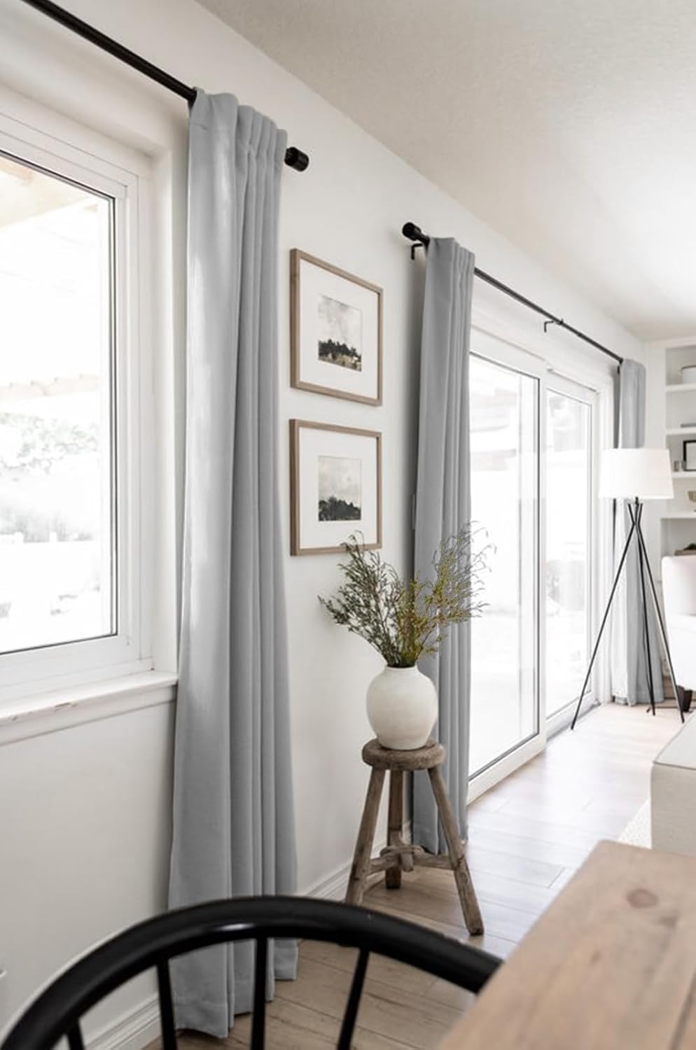 Skiennix 100% Blackout Linen Curtains - Thermal Insulated Drapes for Bedroom | 50" W x 120" L, Grey